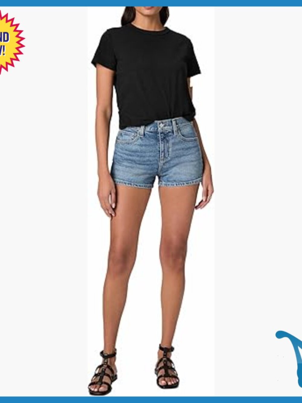 Mid-Rise Denim Shorts with 2.5" Inseam, Vintage Wash, Soft Stretch Fabric